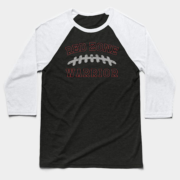 Red Zone Warrior American Football Tight End Player Design Baseball T-Shirt by Beth Bryan Designs